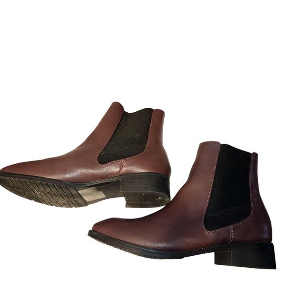 Unilady 8 Brown Women's Chelsea Ankle Boots 1 Inch High Heel  Shoes - Picture 3 of 7